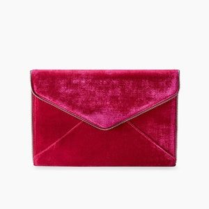 Rebecca Minkoff pink velvet Leo clutch